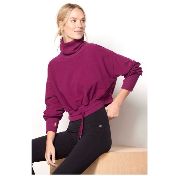 Sweaty Betty Melody Luxe Fleece Sweatshirt in Amaranth Pink 6 - Picture 1 of 14